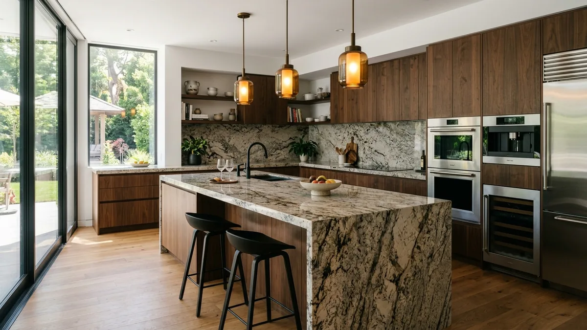 Mặt bàn bếp và đảo bếp ốp đá Granite tự nhiên chịu nhiệt chống trầy xước AHO Stone