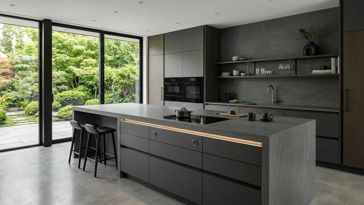 Bàn bếp đá nung kết chịu nhiệt độ cao 1000 độ C chống trầy xước dao kéo AHO Stone